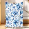 1 Stück weiße und marineblaue Blumenmuster-Decke Polyesterstoff maschinenwaschbar geeignet für Schlafzimmer Wohnzimmer Dekoration