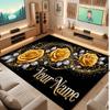 Floral Garden Theme Soft Crystal Velvet Rug Custom Name & Text Print Non Slip Floor Rug for Bedroom Living Room