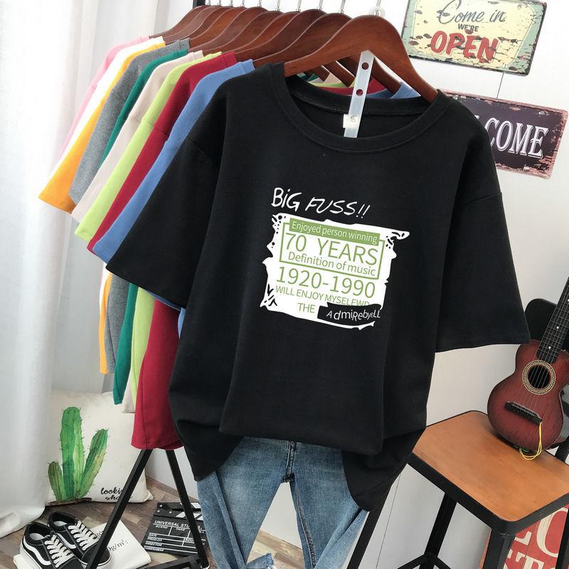 

Women Plus Size Digital Printed T-shirts Korean Loose Comfortable Round Neck Tees Summer Female Casual Breathable Big Sizes Tops L чорний
