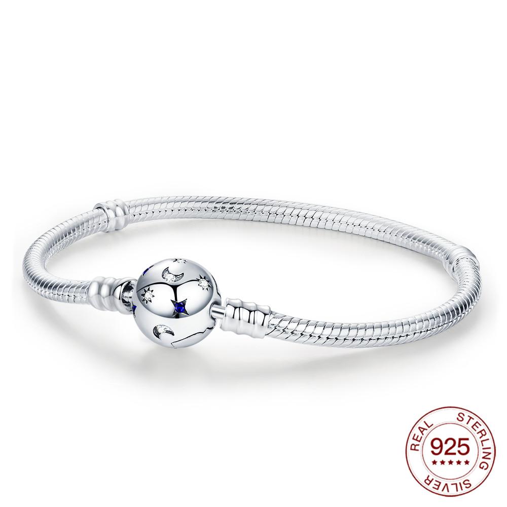 925 Silver Rubber Bracelet Love Butterfly Clover Charm Beads Jewelry For Women Original Love Gifts