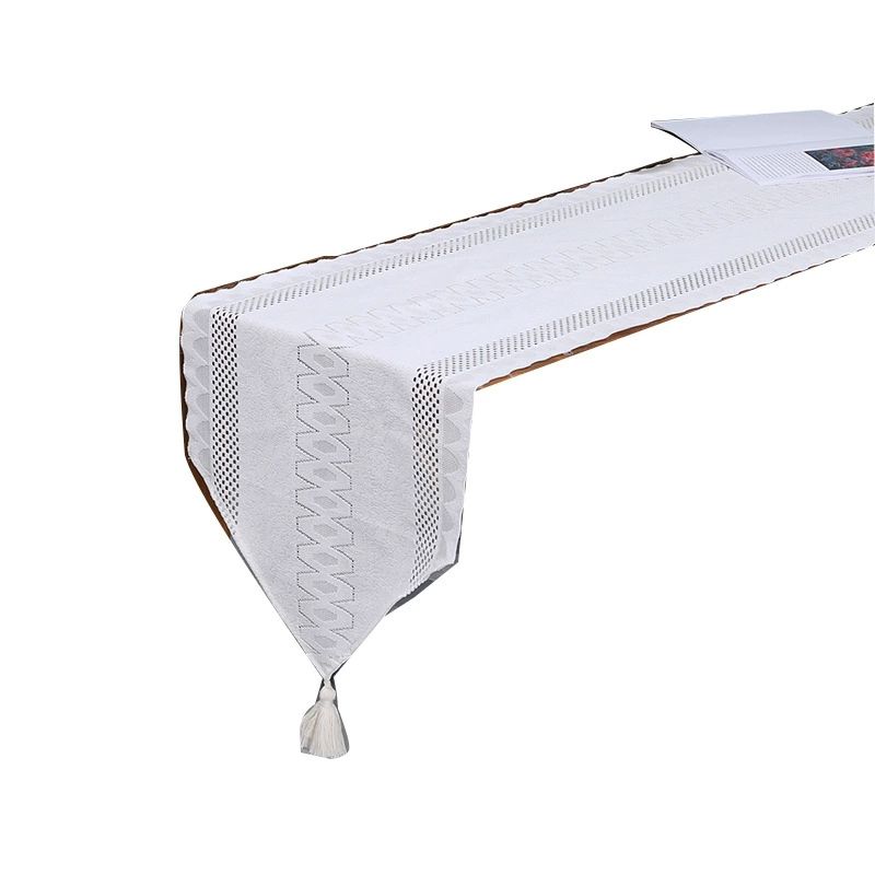 Geometric Minimalist Solid Color Table Flag with Long Hollow Tassel Tea Table TV Cabinet Cabinet Dining Table Dust Cover Cloth