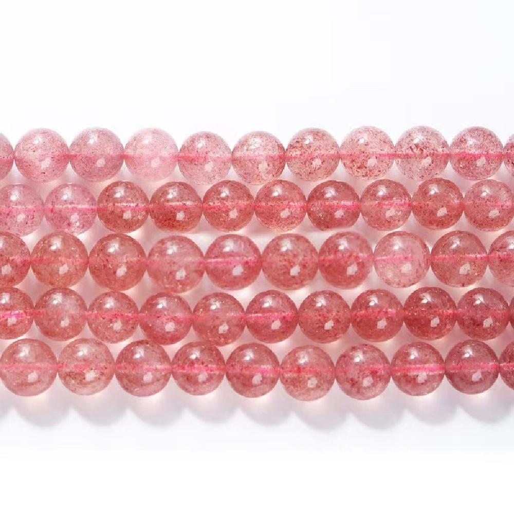 Strawberry Quartz Chalcedony Stone Natural Round Beads 15"Strand Smooth Loose Spacer Beads 4/6/8/10/12mm for Jewelry Making DIY Bracelets Accessories