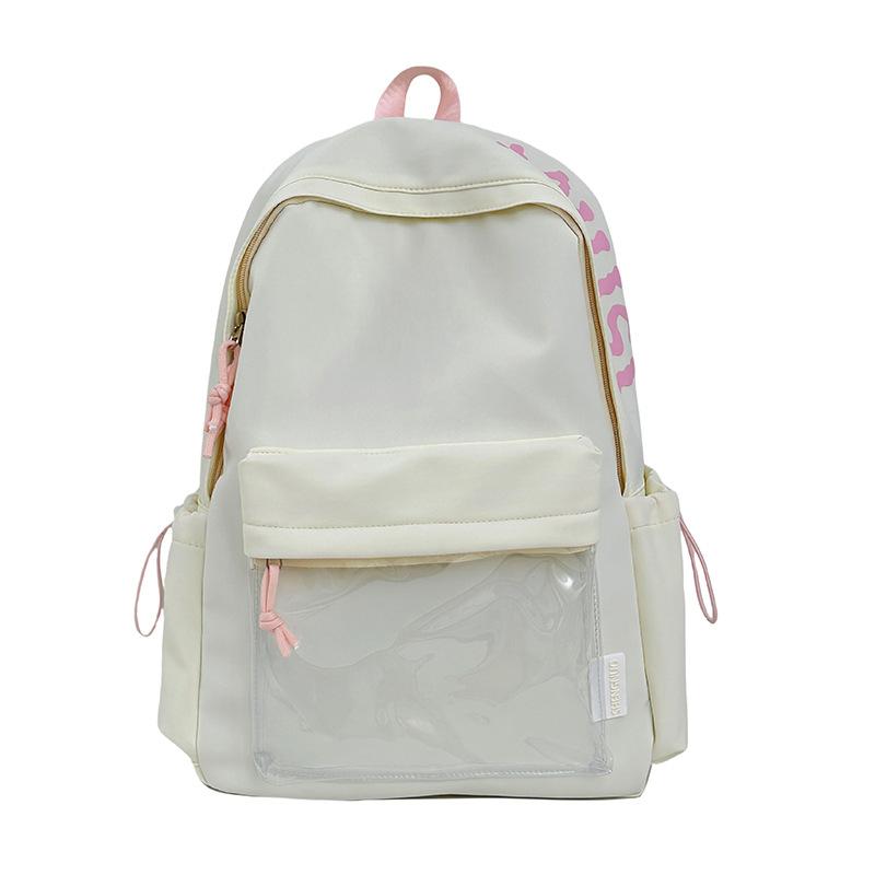 Schoolbag Japanese student travel schoolbag Mori simple letter backpack large capacity light commute solid color backpack versatile