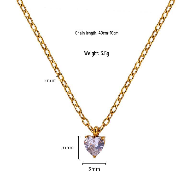 

Европейское и американское минималистичное ожерелье в форме сердца из нержавеющей стали с цирконовой инкрустацией - Украшения, устойчивые к выцветанию.