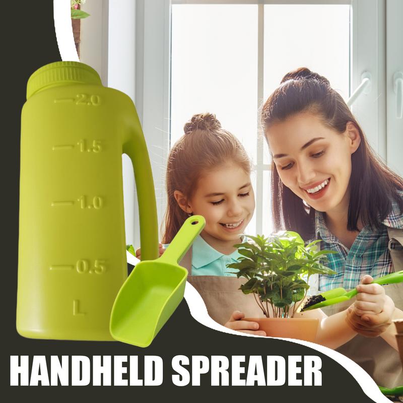 1pcs 2L Hand Held Spreader with Scoop For Seed Fertilizer Salt Gardening Tool Watering Can Seeding Tool Portable Fertilizer