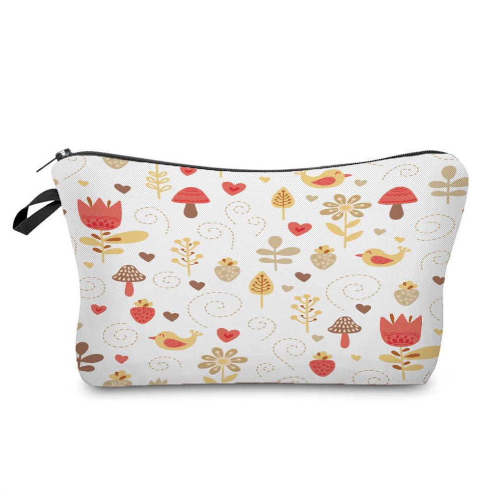 Women Mushroom Print Cosmetic Bag Toiletries Organize Travel Storage Case 6383