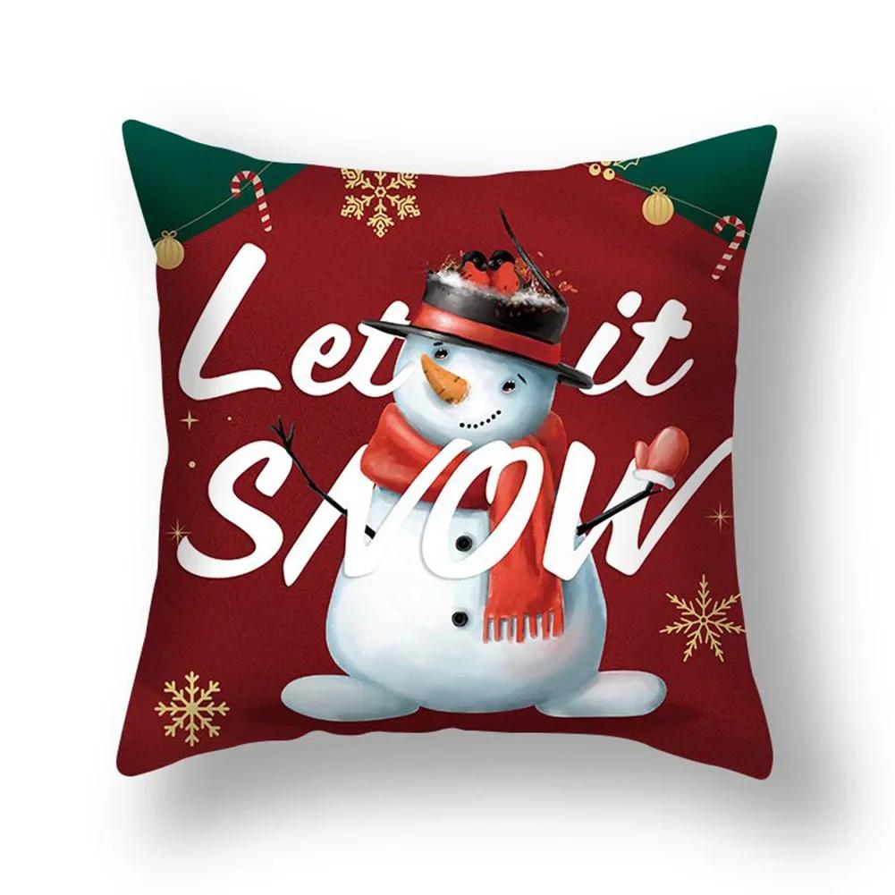 Home Christmas Cushion Cover Pillowcase Christmas Pillowcase Sofa Decorations Happy New Year Pillowcase Funda De Almohada