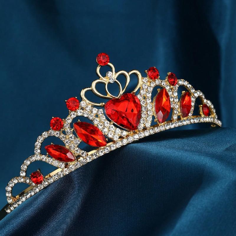 Bridal Crown Heart Headdress Rhinestones Wedding for The Headpiece Women Bride Tiara Valentine's Day