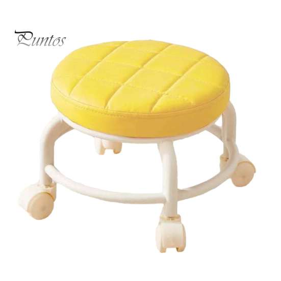 Low Rolling Stool with 360 Degrees Swivel Wheels Faux Leather Cushion Roller Seat Heavy Duty Rotating Mini Chair Seating Stool