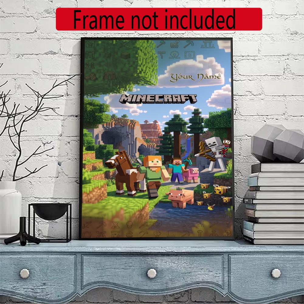 Minecraft Customize Text Diamond Painting Round Diamond Mosaic Suitable For Beginners Diamond Painting Rhinestones Gift Frameless