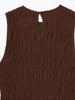 2026 Hot-Selling Retro Coffee Pleated Sleeveless Women's Long Dress with Waist-Cinched Big Hem