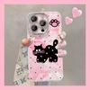 Polka dot black cat bracelet is suitable for Apple 16 feather yarn mobile phone case with bracket 15promax cute 14 lens film 17.
