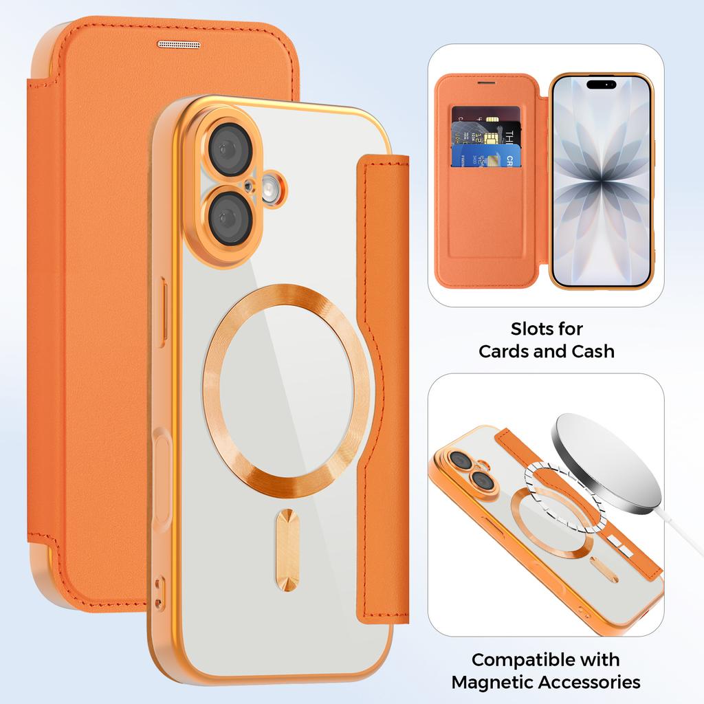 Etui na iPhone 17 Kompatybilne z MagSafe Blokujące RFID Skórzane Etui na Telefon