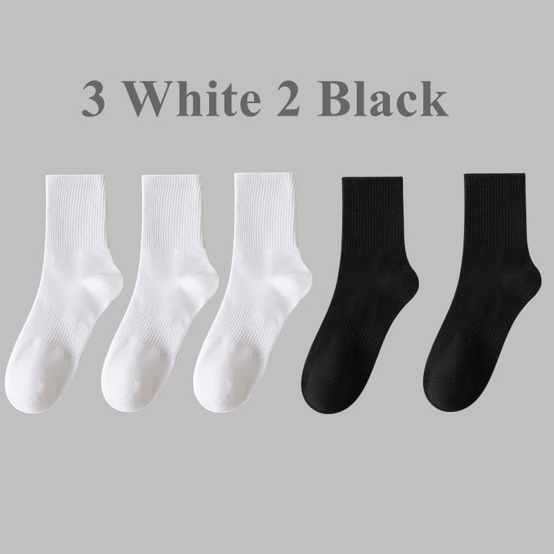 5 Pairs Men Socks High Tube Sports Socks Anti-slip High Quality Cotton Crew Socks 5 Pack Set Spring Business Work
