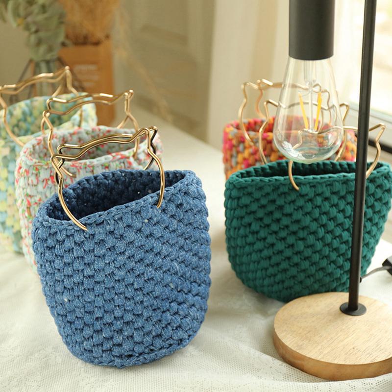 Borsa Portaprogetti Per Uncinetto E Maglia – Con Tracolla, Divisori E Tasche – Blu Con Foglie D'Acero