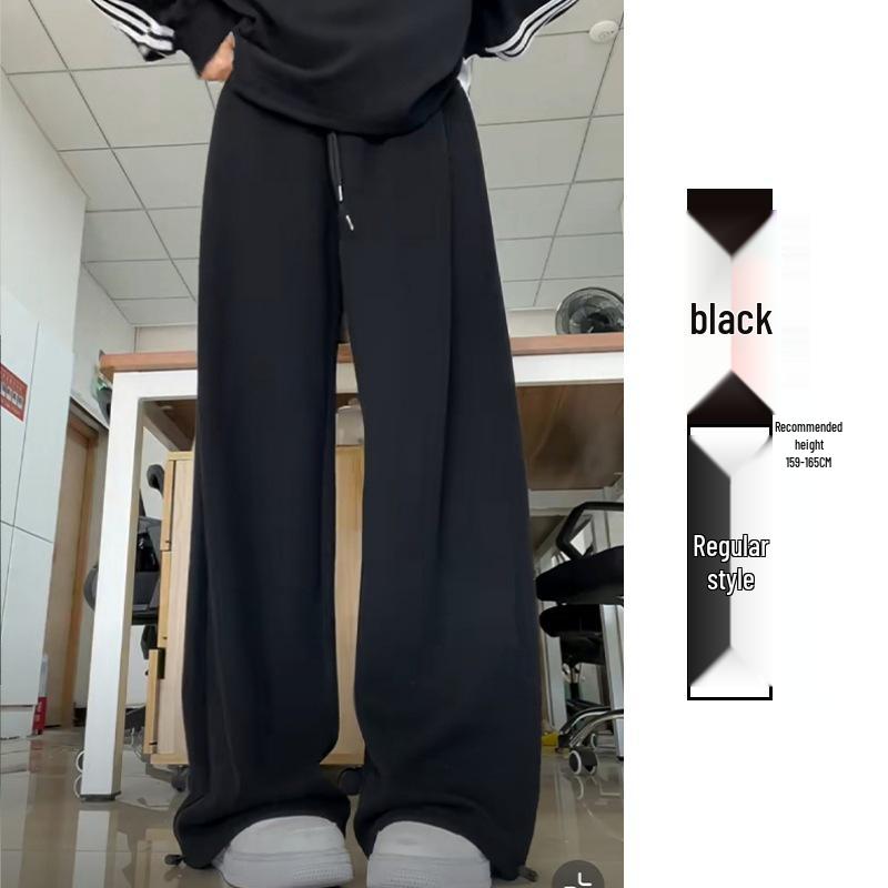 Women's 2024 Winter Fleece-Lined American Style Sweatpants - Slimming Loose Fit, Straight & Wide Leg Joggers