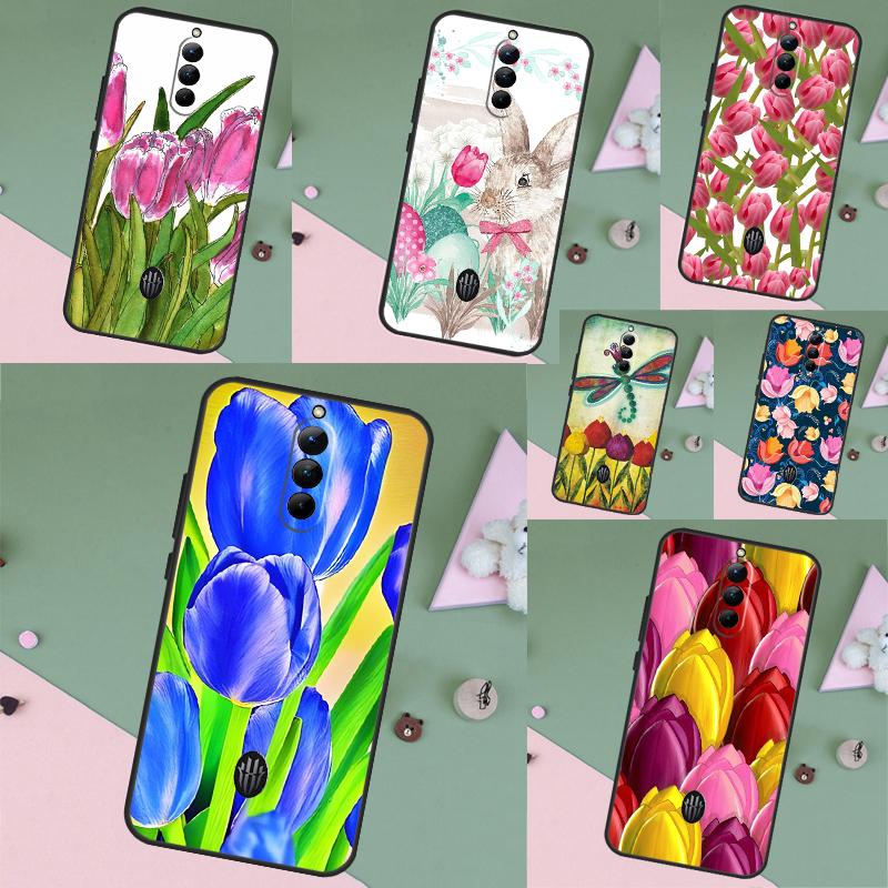 Tulips Flower Spring Case For ZTE Nubia RedMagic 11 9 8 10 Pro Plus 8S 9S 10S Pro 5G 5S 6 7 6S 7S Pro 10 Air Cover
