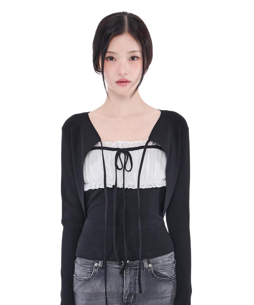 Alkialka Chiffon Ribbon Sleeveless (Black)