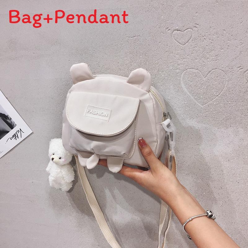 Cute Bear Canvas Crossbody Bag For Girls With Zipper Closure And Cell Phone Pocket
