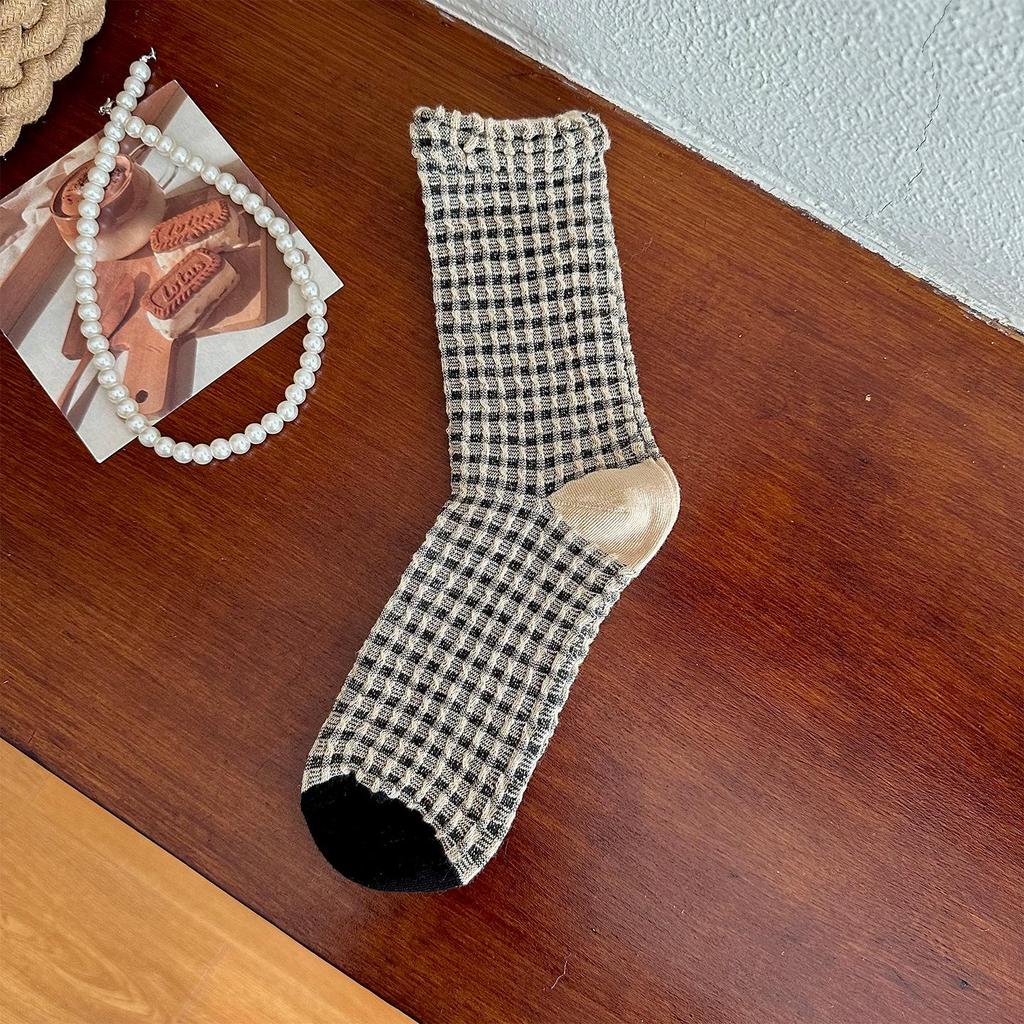 Floral Series Bow Knee-High Women's Mid-Calf Socks - Autumn/Winter Niche Original Scrunch Style
