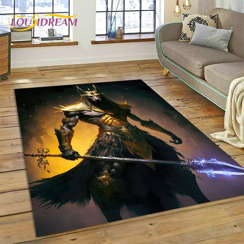 3D Anubis Pharaoh Horus Egyptian Mythology Gods Carpet Rug for Home Living Room Bedroom Sofa Doormat Decor,Area Rug Non-slip Mat