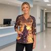 Women's Halloween Costume Top V-Neck Pockets Side Slit Three-Quarter Sleeves