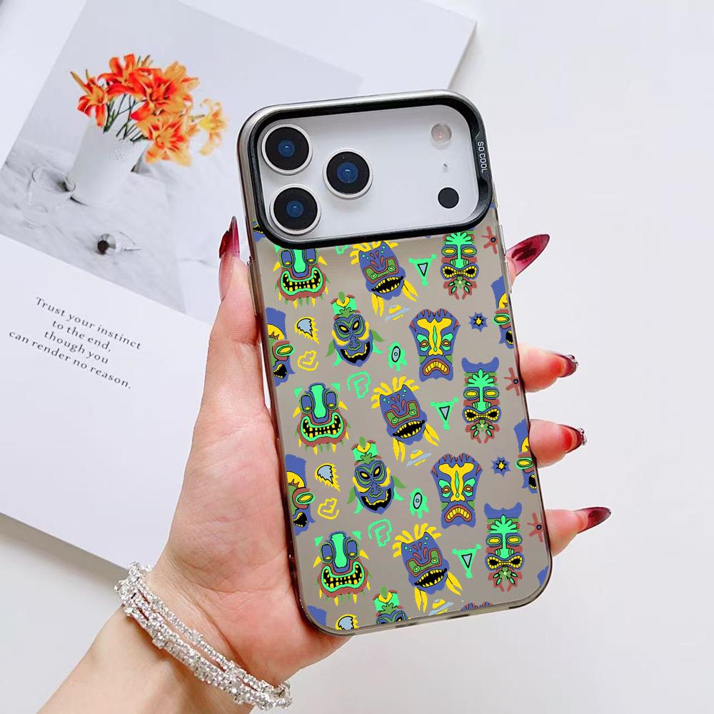 Coole Tiki Handyhülle Für iPhone 17 16 15 14 13 12 11 Pro Max Air Matt Laser Aurora Stoßfest Funda