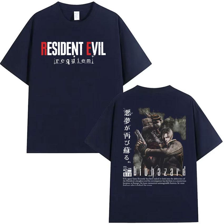 90s Vintage Resident Evil Leon Kennedy Graphic T Shirt Mens Cosplay Fashion Cotton Short Sleeve Tshirt Y2k Casual Streetwear