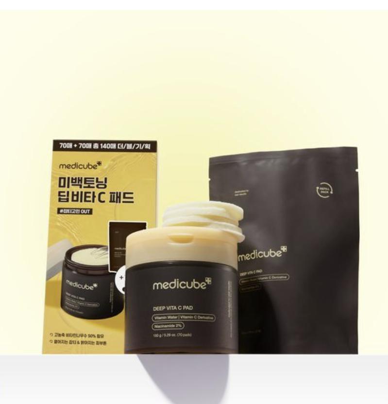 

Набор прокладок Medicube Deep Vita C 70 шт. (+Дозаправка 70р.) 70P Set (+Refill 70P)