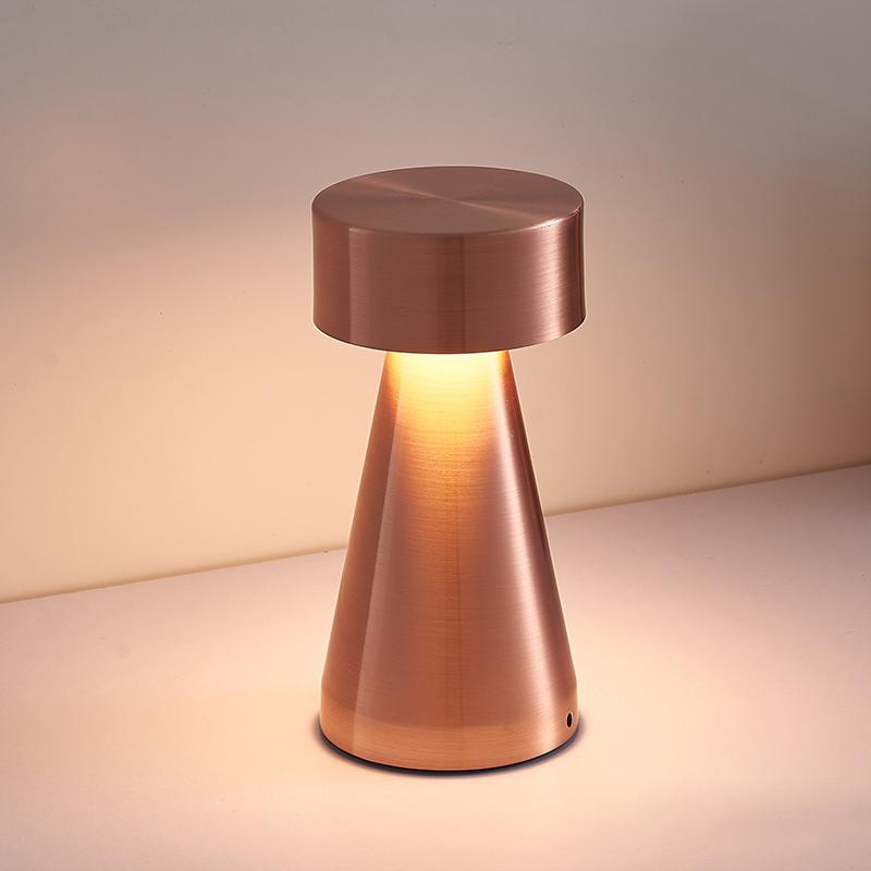 Retro Small Mushroom Table Lamp Dimmable Touch Switch LED Desk Lamp USB Techargeable Wireless Night Light for Bedroom Decor