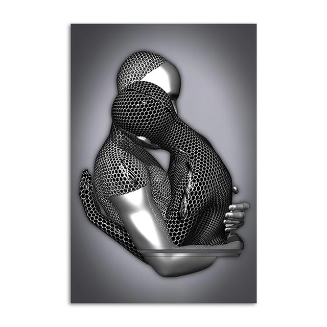 

Абстрактная парная скульптура, металлическая статуя для влюбленных, настенные художественные фотографии, постеры и принты, холст, картина для украшения гостиной 21cm×30cm NoFrame