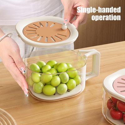 2 Stück 2-in-1 Abtropf- und Aufbewahrungskorb Obstschale Gemüsewasch- und Abtropfkorb Obstkorb mit Siebdeckel Klappbarer Griff