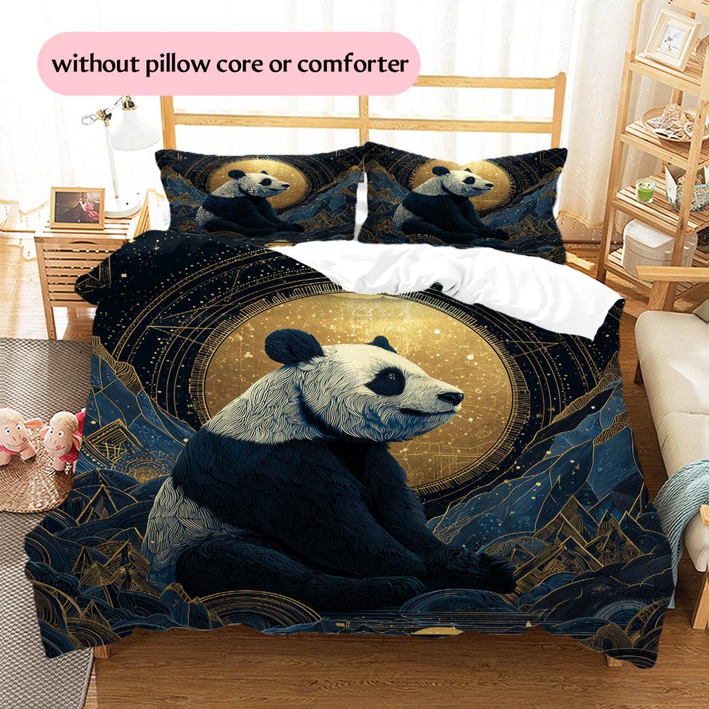 Moon Panda Pattern Bedding Quilt Set Home Decoration Gift (1 * duvet cover + 2 * pillowcase without core)