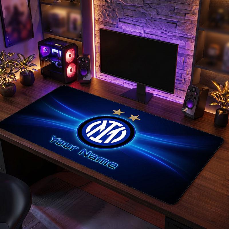 Inter Mailand Benutzerdefinierte Große Mauspads, Personalisierter Name Textdruck, Fußball Logo Rutschfeste Schreibtischmatte Gaming-Geschenk
