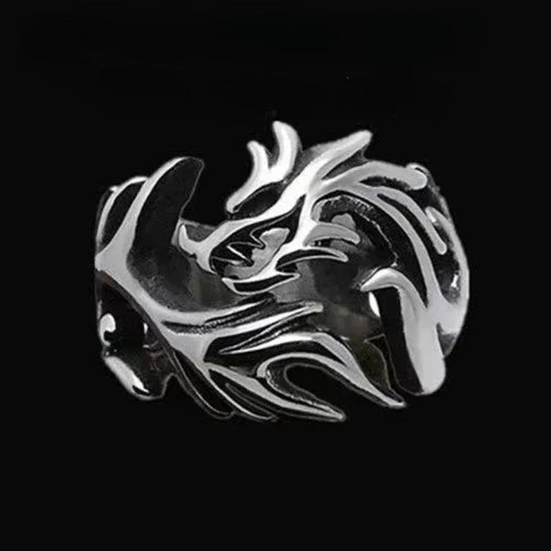 Domineering Vintage Luminous Dragon  Rings Gothic Adjustable Men Rings Unique Boys Fashion Jewellery Gift