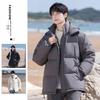 Cross-border E-commerce Fashion Couple's Short Down Jacket - White Duck Down, Windproof, Warm, Thick, Stand Collar, Winter Style