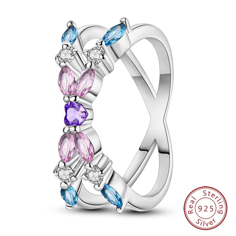 Popular Glow In The Dark Rings For Women 925 Silver Star Moon Sun Rings Sparkling Cubic Zircon Exquisite Jewelry Gifts