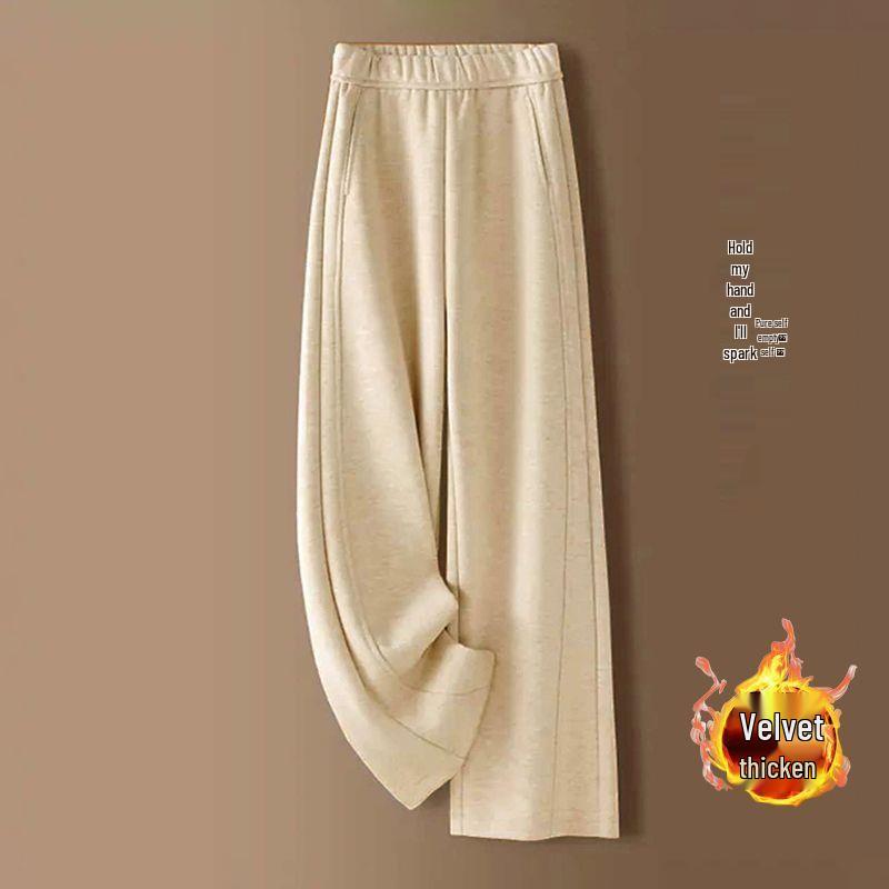 

Women s Winter Plus Velvet Wide-Leg Imitation Cashmere Drape Pants 2XL 70-80 kg