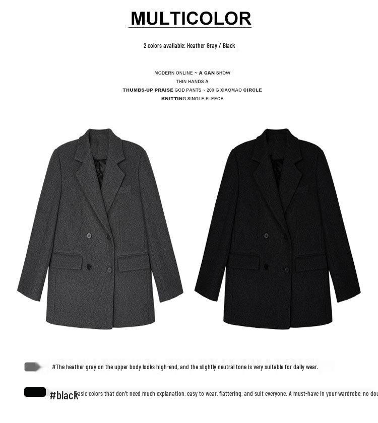 Women's Plus Size Retro British Woolen Suit Jacket - Winter 2026 New Style