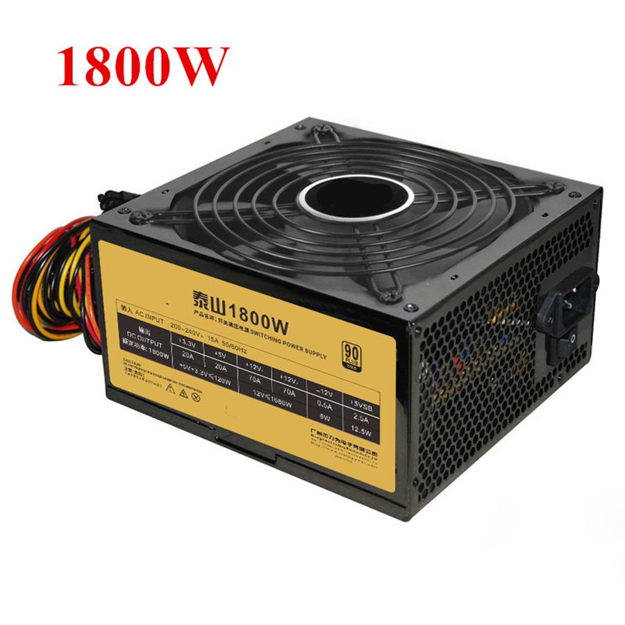 1800W PSU ATX Power Supply for Mining Machine Support 16pcs 6+2PIN Graphics Gold