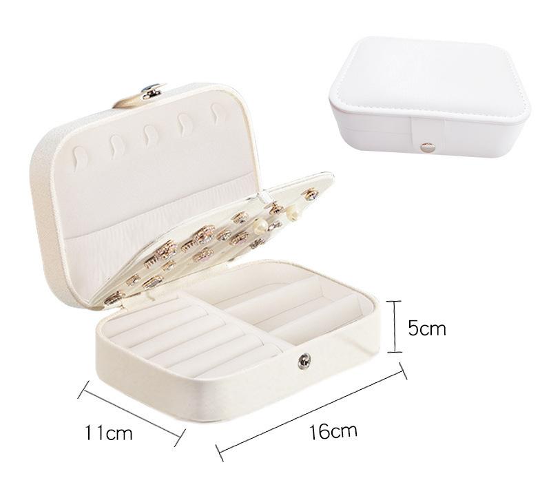 Fashion portable jewelry box jewelry storage rack display travel jewelry box button leather storage zipper jewelry