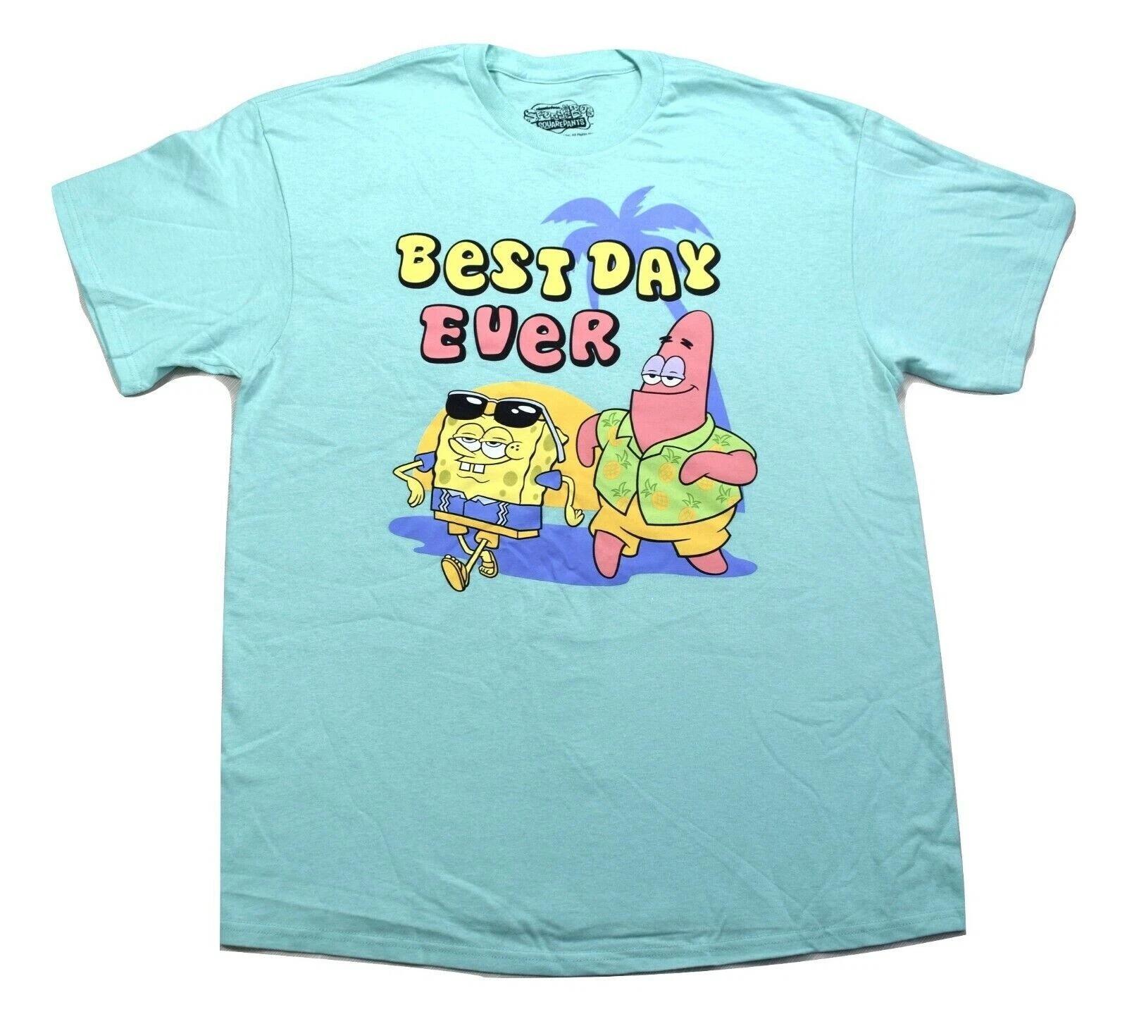 

Spongebob Squarepants Mens Best Day Ever Beach With Patrick Shirt New XL 2XL