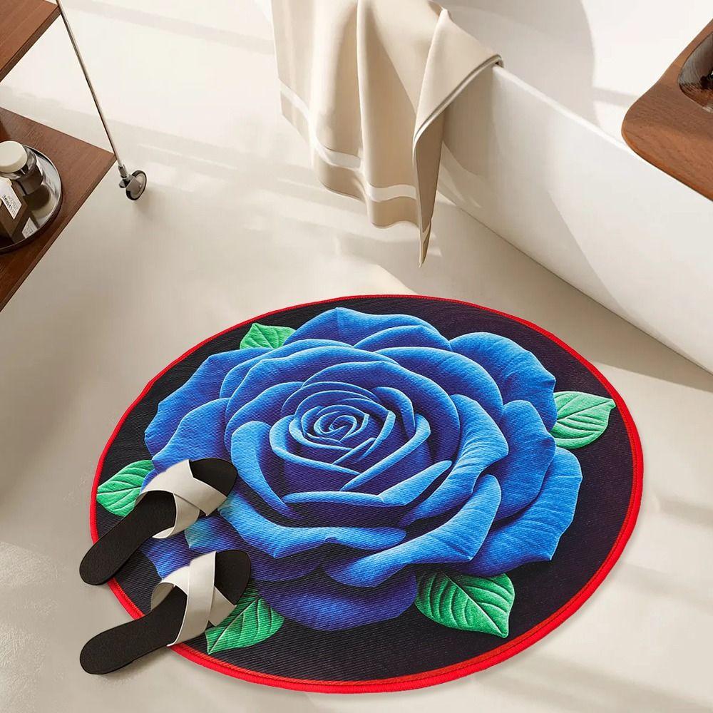 Quick Dry Rose Floor Mat Absorbent Bathroom Rug Creative Flower Carpet  for Living Room Bedroom