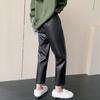 Black Pu Leather Pants Women's New Winter Harlan Pants Small Nine Points Casual Loose and Thin Radish Pants