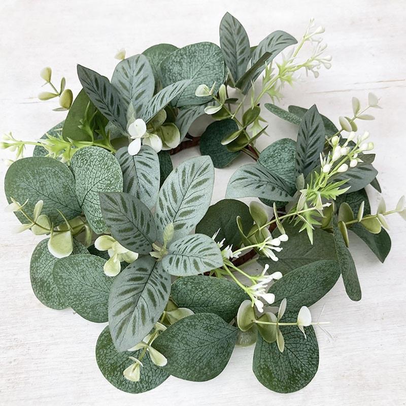 Christmas Candle Garlands Rings Simulation Mini Wreaths for Candle Christmas Candle Holder Candle Wreaths Christmas