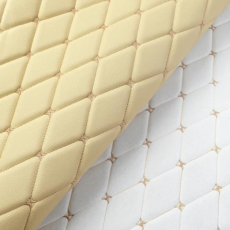 100x140cm Embroidery Quilted PVC Leather Fabric for Car Floor Mat Seat Decoration Faux Leathers Upholstery Wall Craft Material