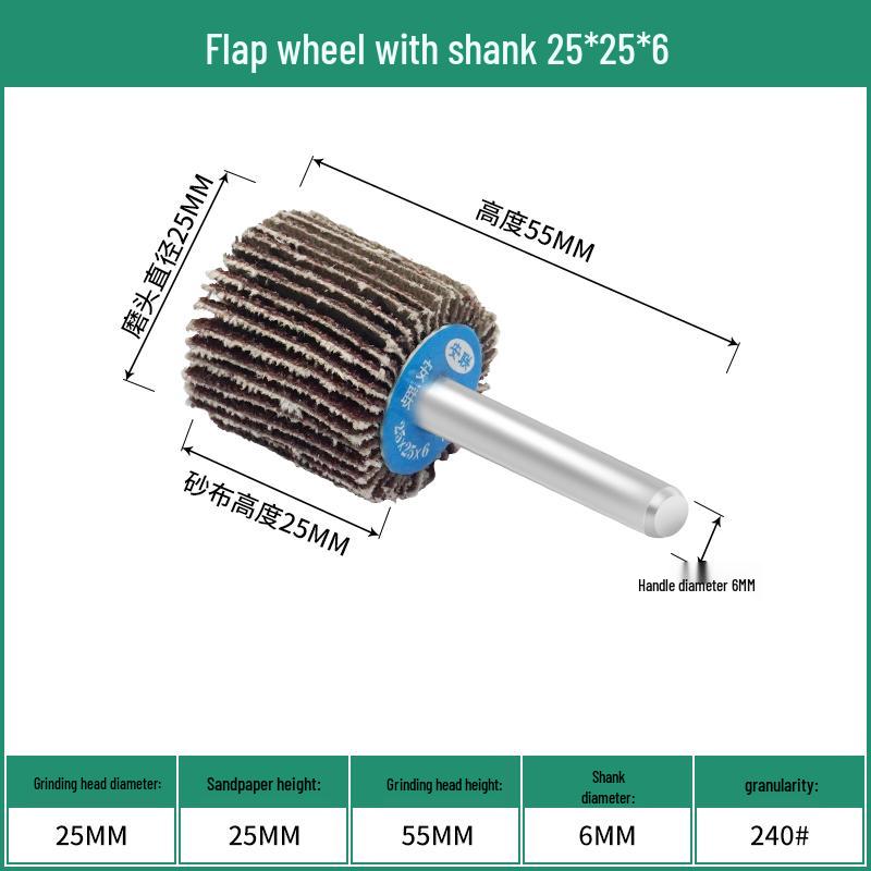 Cone Type Sandpaper Flap Wheel with Extended Shank for Metal and Woodworking