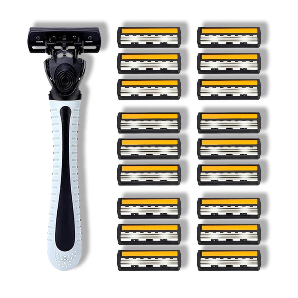 3-Blade Men's Anti-slip Manual Shaver with Multi-blade Head Combination Pack