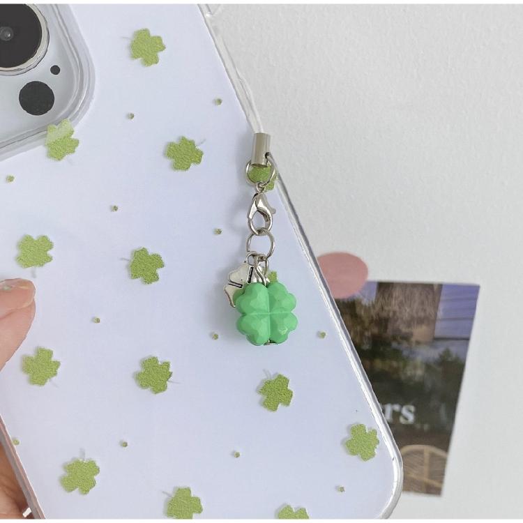 Multipurpose Lucky Charm Keychain Four Leaf Clovers Design Phone Hanging Ornament For Phone Accessories Gifts