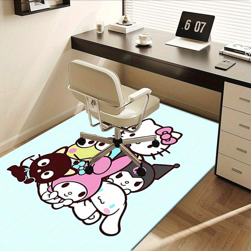 Office Rug Hello Kitty, Sanrio Characters Anti-Slip Rug, Machine Washable for Living Room, Bedroom, Office, Multiple Sizes, Bedroom Mat, Decorative Ma